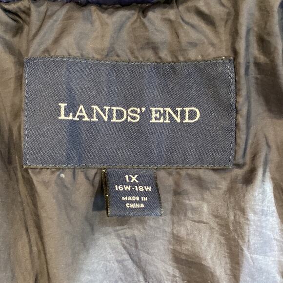 Land's End Beautiful Blue Quilted Puffer Down Jacket Size 1X - Picture 8 of 12